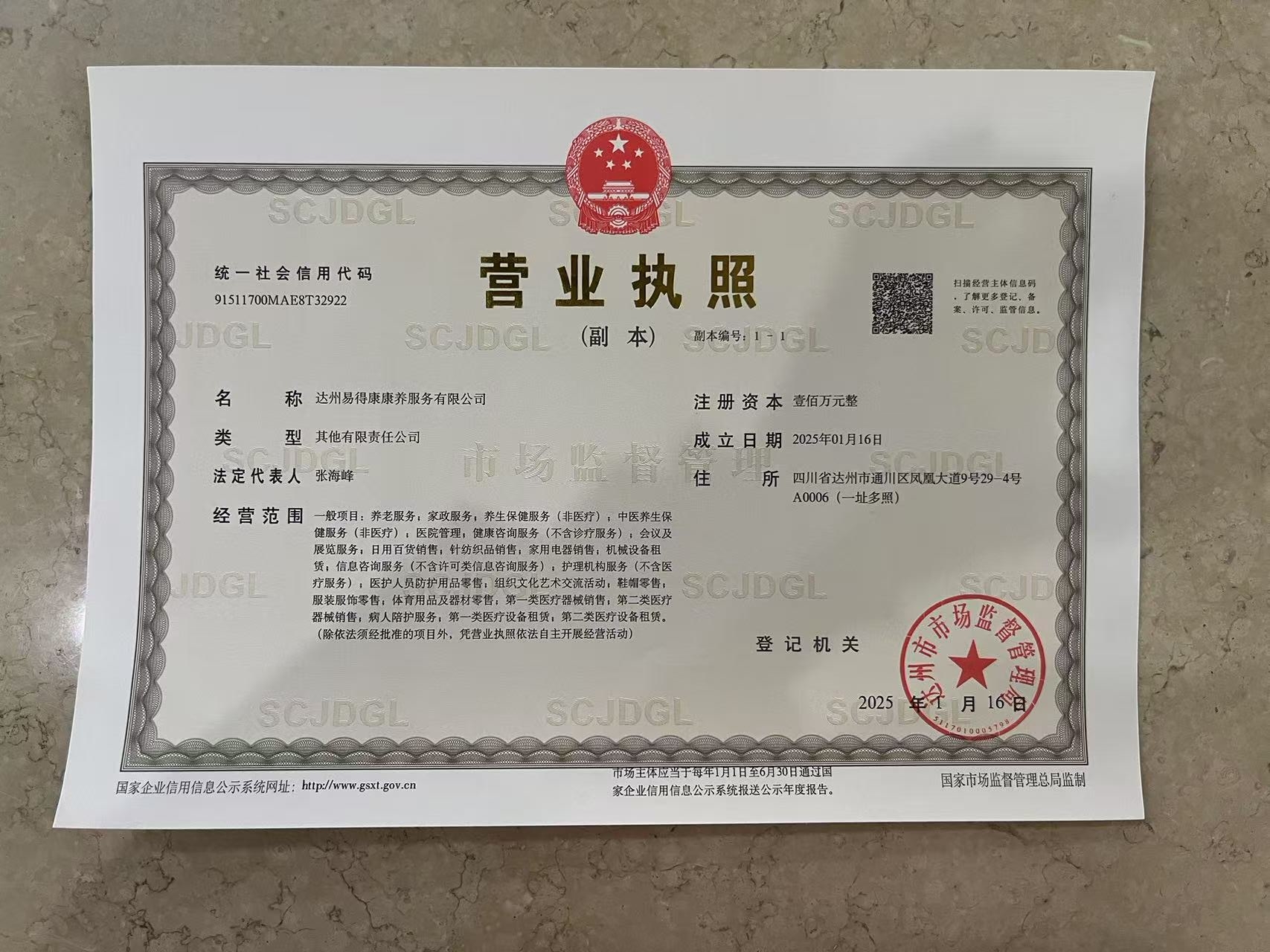 达州易得康养老服务有限公司